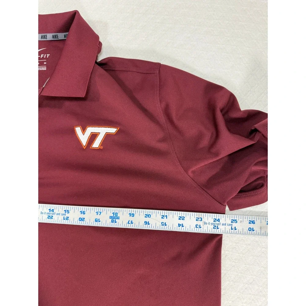 Virginia Tech Nike Polo Shirt Mens XL Maroon NCAA Football Dri-FIT EUC